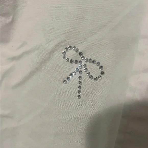 NWT J. Crew White Button Down Shirt with Rhinestone Bow Embellishments Size XXL - Picture 3 of 4